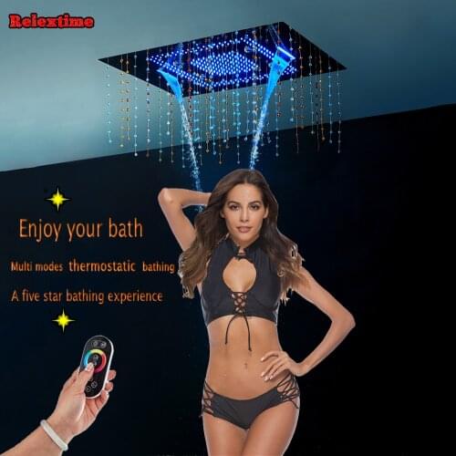 Crystal Pendant Decoration Series Nozzle Light LED Ceiling Shower Head torneiras do banheiro Rain Waterfall Anion Spray Misty