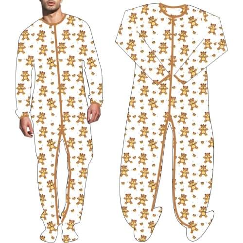 Cute Bear Adult Sleeper Bodysuit DDLG Adult Baby Boy Pajamas Adult Baby Girl Diaper Onesie