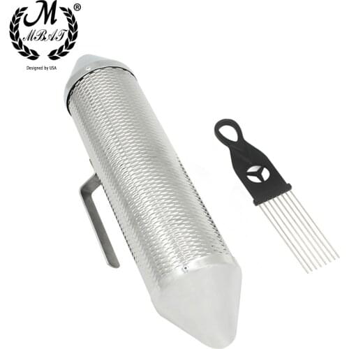 M MBAT Silver Metal Guiro with Scraper Latin Merengue Percussion Music Teaching Aid Musical Instrument Tool Accessories