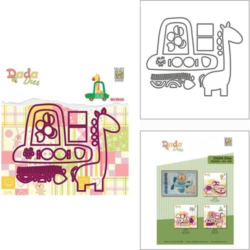 2021 New Giraffe Car Toy Travel Metal Cutting Dies for DIY Scrapbooking Decor and Card Making Paper Craft Embossing No Stamps