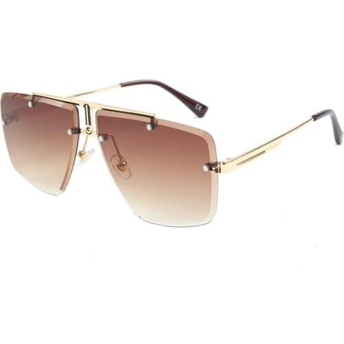 2021 New Style Rimless Luxury Square Man Sunglasses Fashion Tide Two-Tone Sunglasses Women Big Box Vintage Glasses Lentes De Sol