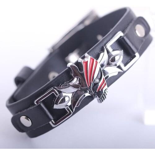 Wholesale 12pcs/lot Animation Jewelry Hot BLEACH Alloy Leather Wristband Vintage Punk Men Bangles
