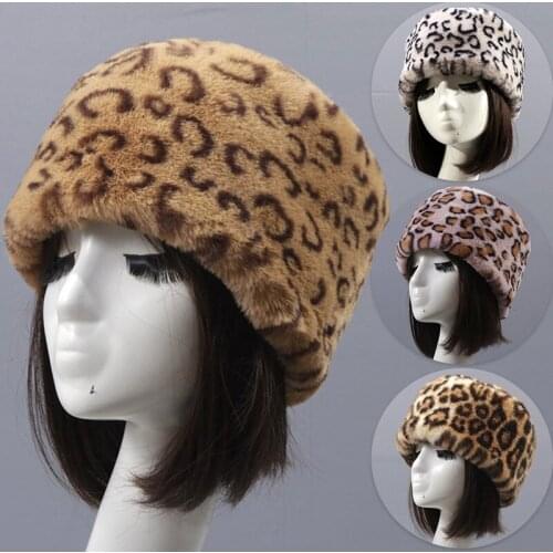 Women Faux Fur Bucket Hat Print Bucket Hats Outdoor Warm Thick Soft Foldable Winter Panama Fisherman Caps Casual Accessories