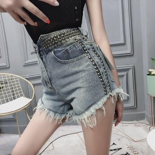 Sexy jean shorts girls 2021 new high waist thin hip stretch leg length taut tight buttock jean shorts women