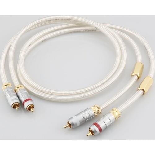 A26 New pair Signature 6N OCC Silver-plated Hifi RCA Audio Cable With gold plated RCA plug connector