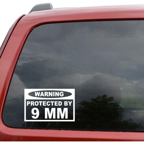 Warning Protected By 9MM Window Decor Vinyl Decal Sticker- 6" Wide