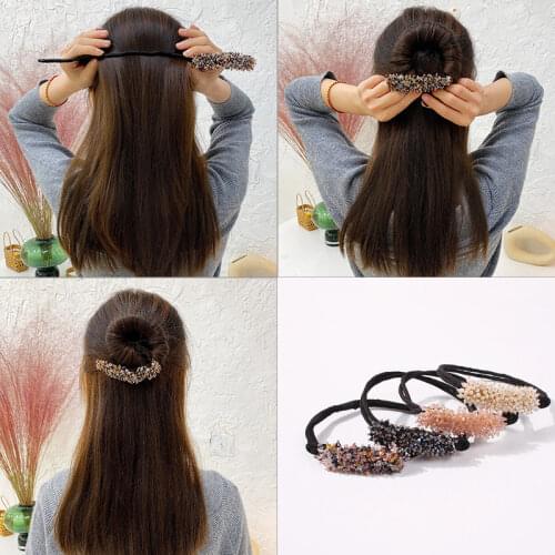 Hair Bun Maker Korean Pearl Crystal Donut Hair Styling Tools Buns Head Hair Accessories Girl Ponytail Holder Hair Braider