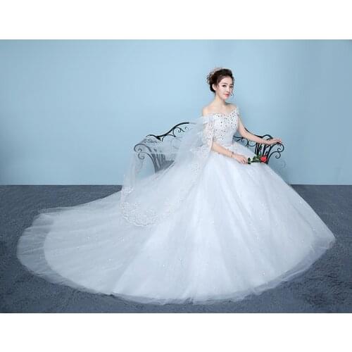 Luxury Train Wedding Dress Bride Embroidery Plus Size Tailing Wedding Dresses Bridal Ball Gowns Dress Red/white