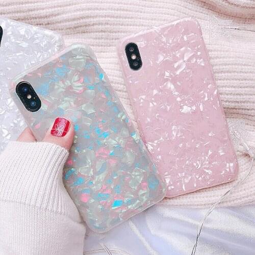 Luxury Shining Shell Soft TPU Phone Case For iPhone X 6 6S Plus 7 7Plus 8 8Plus Bling Soft IMD lovely Conch Shell Back Cover