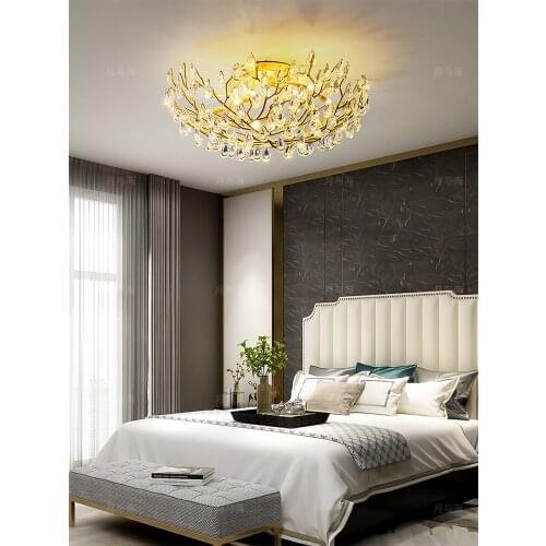 Italian style light luxury living room post-modern minimalist bedroom romantic wedding room round high-end crystal ceiling lamp