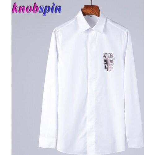 Pure Cotton Shirt men 2019 Long sleeve Slim Chemise homme Solid Brand Business male dress Shirts Plus size Black White clothes