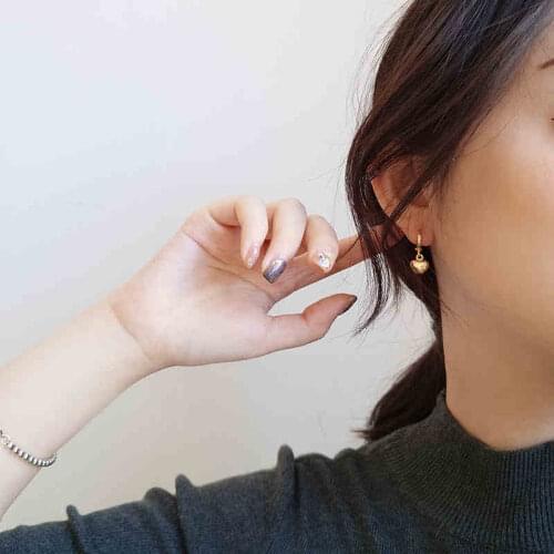 Retro Sweet Heart Gold Color 925 Sterling Silver Hoop Earrings For Women Dainty Vintage Jewelry Creative Gift