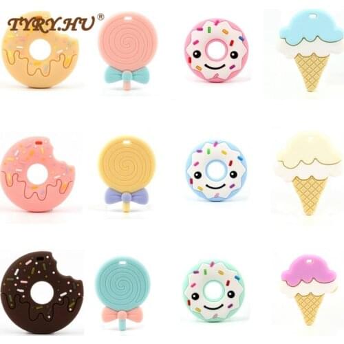 TYRY.HU 1pc Silicone Teether Dessert Silicone Bracelet Necklace Pendant BPA Free Baby Teething Nursing Toy Pacifier Chain Gift