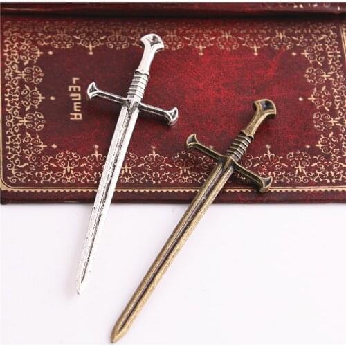 SWEET BELL 10Pcs Antique Zinc Alloy Knight Sword Charms for Jewelry Making DIY Handmade Weapons Pendant Charms D6363