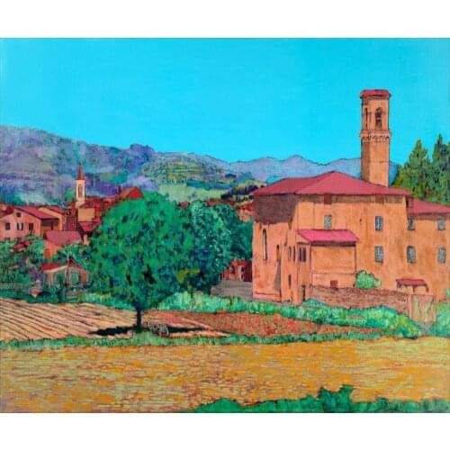 Modern Wall Painting Home Decor Art Pictures Tuscan Farm Village Allan P. Friedlander Landscape Painting Oil on Canvas Arts