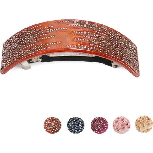 Fashion Hair Barrettes - Rhinestone Hair Clip for Women Girls Cellulose Acetate Hair Accessory Ornament for Thick Braids Wear