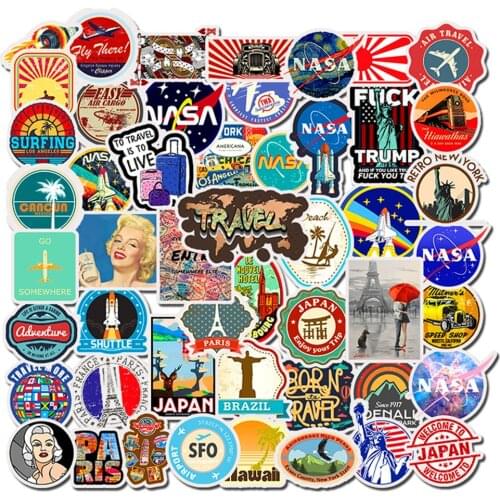 50PCS Journey Scenery Travel Graffiti Computer Stickers Waterproof DIY Fridge Suitcase PVC Decals Mixed For MacBook Notebook HP