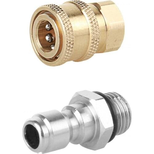 High Pressure Washer Car Washer Brass Connector Adapter M14*1.5 Male 1/4" Female Quick Connection Adapter Car Accessories
