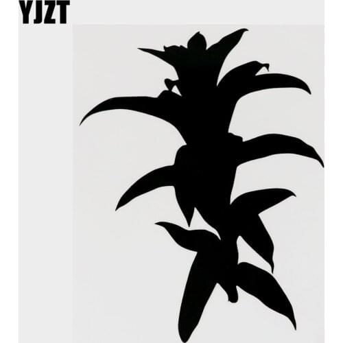 YJZT 12CM×15.3CM Personality Decorate Flower Plant Vinyl Car Sticker Decal Black/Silver 18B-0221