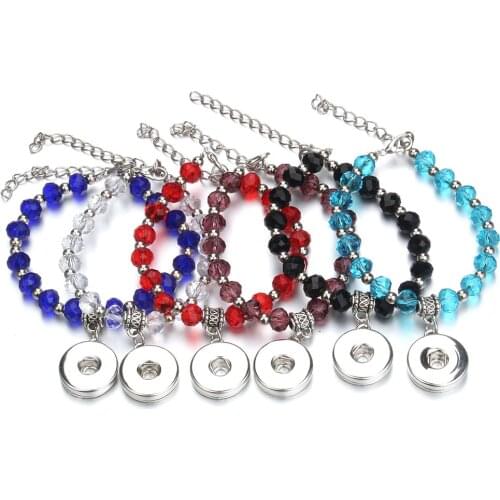 New Snap Jewelry Vintage Handmade Beads Snap Bracelet Bangles Fit 18mm Snap Button Jewelry for Women Men DIY Button Bracelet