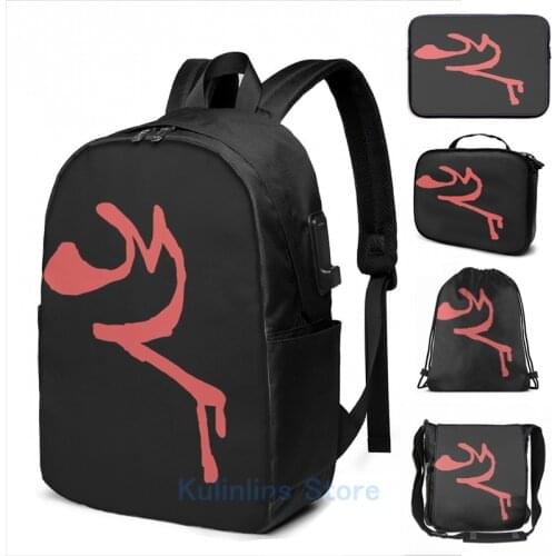 Funny Graphic print Red Leader Insignia USB Charge Backpack men School bags Women bag Travel laptop bag