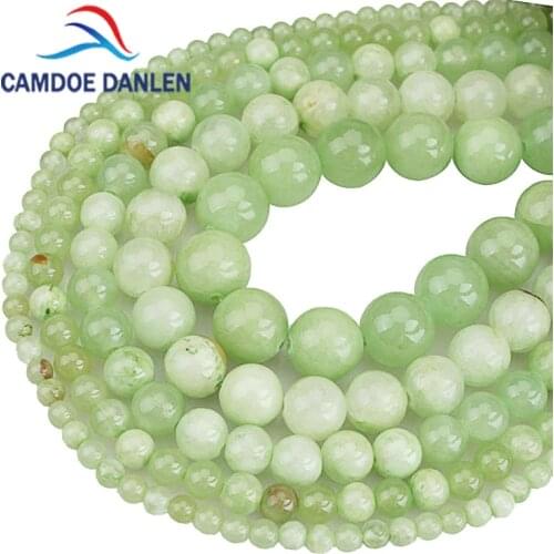 Natural Gem Stone Green Jades Chalcedony Round Loose Beads 4 6 8 10 12 MM Diy Bracelets Necklace Jewelry Making Free shipping