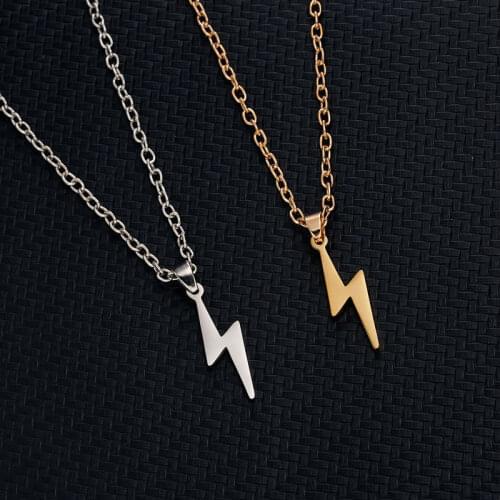 Gold Silver Color Lightning Necklaces For Women Lucky Pendants Girlfriend Stainless Steel Chokers Wedding Jewelry Gifts