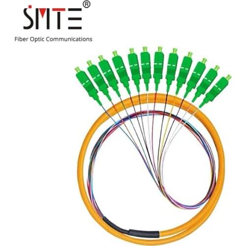 12 core pigtail fiber optic patch cord 0.9mm 1 meters SC/APC