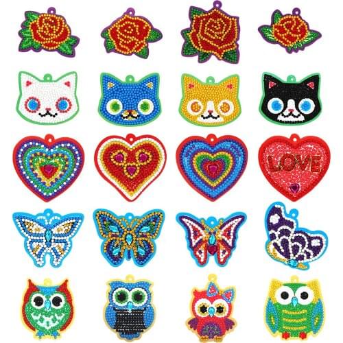 20pcs Cartoon 5D Diamond painting DIY Crafts Acrylic Festival Decoration Ornaments Shaped Diamond Love Cards Ornament