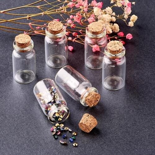 20pcs Glass Jar Bead Containers Empty Clear Wishing Bottles with Tampions Seed Beads Storage 16x28mm