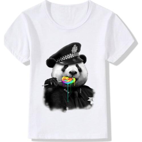 2020 Children Donut Police Panda Funny T-Shirts Kids Summer Tops Girls Boys Short Sleeve T shirt Animals Baby Clothes