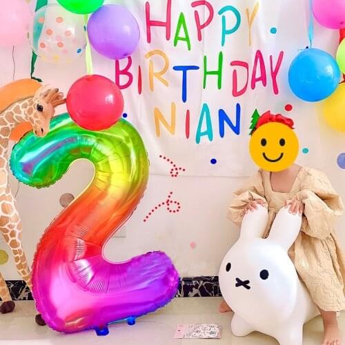 40Inch Big Foil Birthday Balloons Helium Rainbow Number Balloon 0-9 Happy Birthday Wedding Party Decorations Shower Large Globos