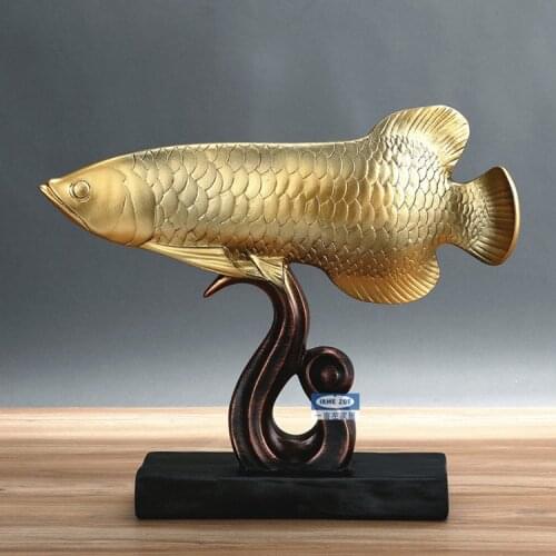 36CM LARGE 2020 BRING IN WEALTH TREASURE HOME BUSINESS MONEY DRAWING EFFICACIOUS TALISMAN # GOLDEN FISH AROWANA FENG SHUI STATUE