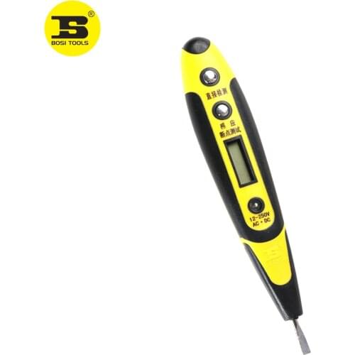 BOSI 14cm 12-250V AC/DC Digital Voltage Tester With Glow Light