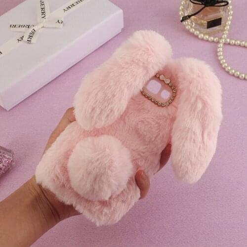 Fundas J7 J5 J2 Prime Note 20 Phone Case Fluffy Rabbit Silicone cover For Samsung Galaxy J4 Plus S20 FE J6 J8 A8 A7 2018 J3 2016