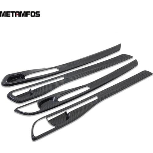 For Kia Seltos 2019 2020 Carbon Fiber Inside Door Handle Bowl Cover Trim Decoration Strip Interior Accessories Car Styling