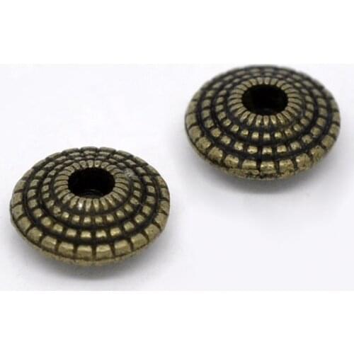 DoreenBeads Zinc metal alloy Spacer Beads Round Antique Bronze Dot Pattern Color Plated About 8mm Dia,Hole:Approx 1.9mm,15 PCs