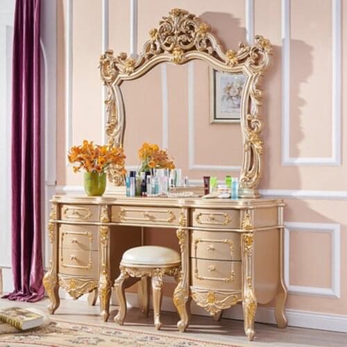 European mirror table modern bedroom dresser French furniture gold french dressing table 10953