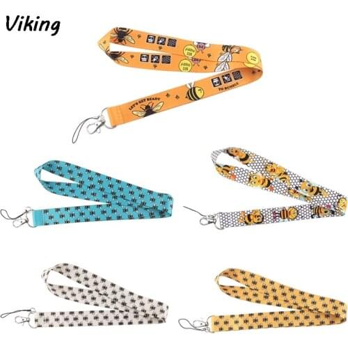 G1481 Cartoon Bee Lanyards for Keys Strap Phone Neck Strap Camera USB Holder Hang Rope Gift Lanyard