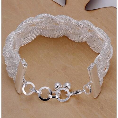 H253 silver fashion jewelry 925 jewelry silver plated bracelet Weaved Web Bracelet /NGQKWPJZ CFBTKMUB