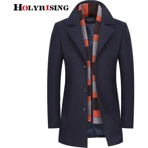 Holyrising Men winter wool coats turn collar mens overcoat casual coat male outwear vintage wool&blends sobretudo masculino 1842
