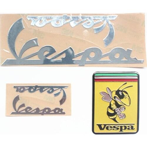 Chromed Brass Vespa Sticker with Bee Sticker Silver Color 1 Set for Piaggio Vespa