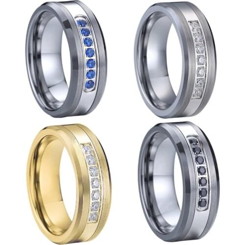 Classic stones cz diamonds wedding band couple rings for men and women 8mm LOVE Alliances tungsten carbide ring Wholesale