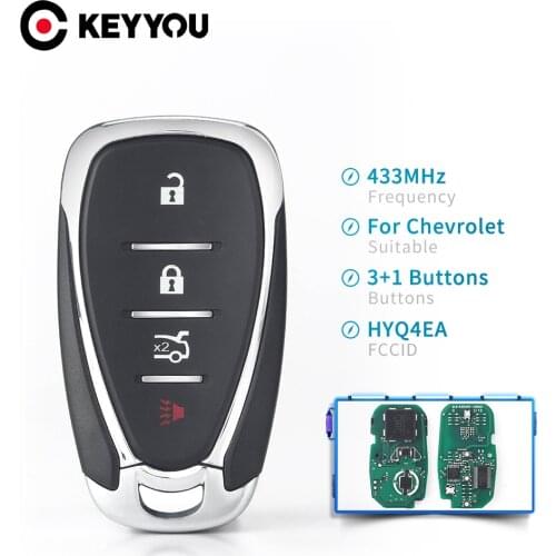 KEYYOU 3+1 Button Remote Car Key HYQ4EA For Chevrolet Camaro Equinox Cruze Malibu Spark 434 Mhz Auto Smart Control Keyless Entry