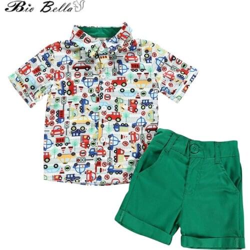 Cartoon Car Kids Boys Summer Clothing Set Fashion Gentleman Children Boys Clothes Set Gentleman Boy Infant Outfits Boy Clothing