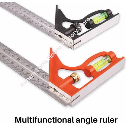 12 Inch 300mm Stainless Steel Multifunctional Angle Ruler 45/90° Combination Square Angle Ruler With Spirit Level Measuring Tool