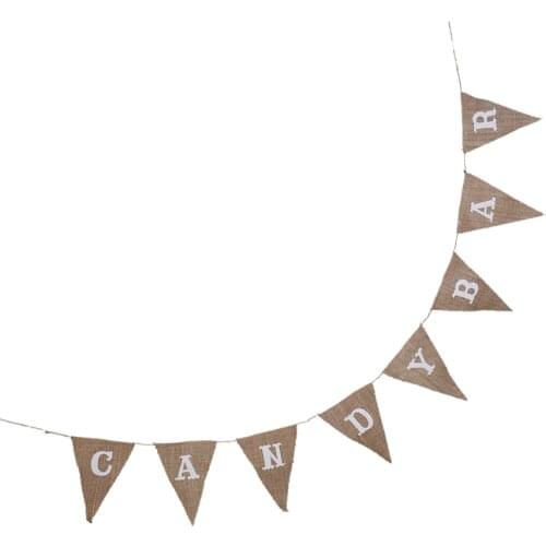 MagiDeal Hessian Bunting Rustic Linen CANDY BAR Pennant Garland Banners Party Supplies For Wedding Birthday Party Decoration