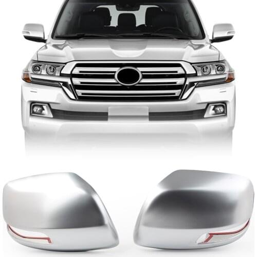 Matte Silver Car Rearview Mirror Side Mirrors Covers Protection Guards For Toyota Land Cruiser 2012-2018 2019 2020 ABS Plastic