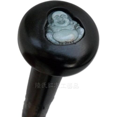 Fashion boutique / authentic ebony head crutch / Purple cane - [Lushi mahogany cane Tan