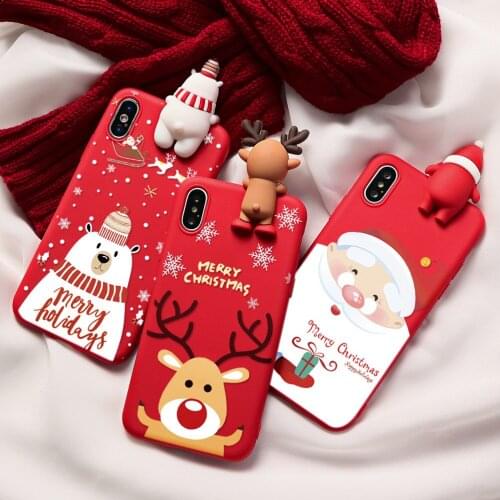 Cute 3D Doll Cartoon Merry Christmas soft Case For iPhone 6 7 8 X XR xsmax 11 11pro 11promax 12 12pro 12promax